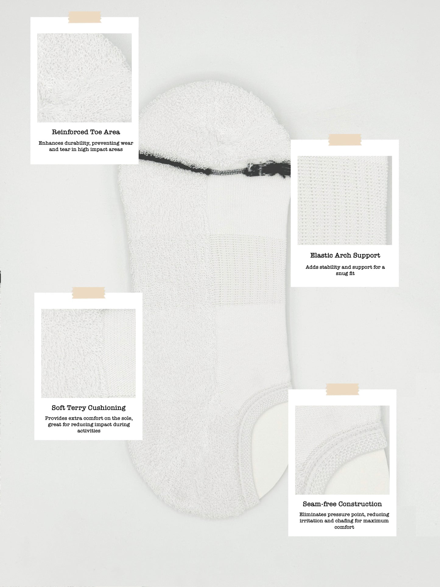 Cushioned Ankle Socks White/black