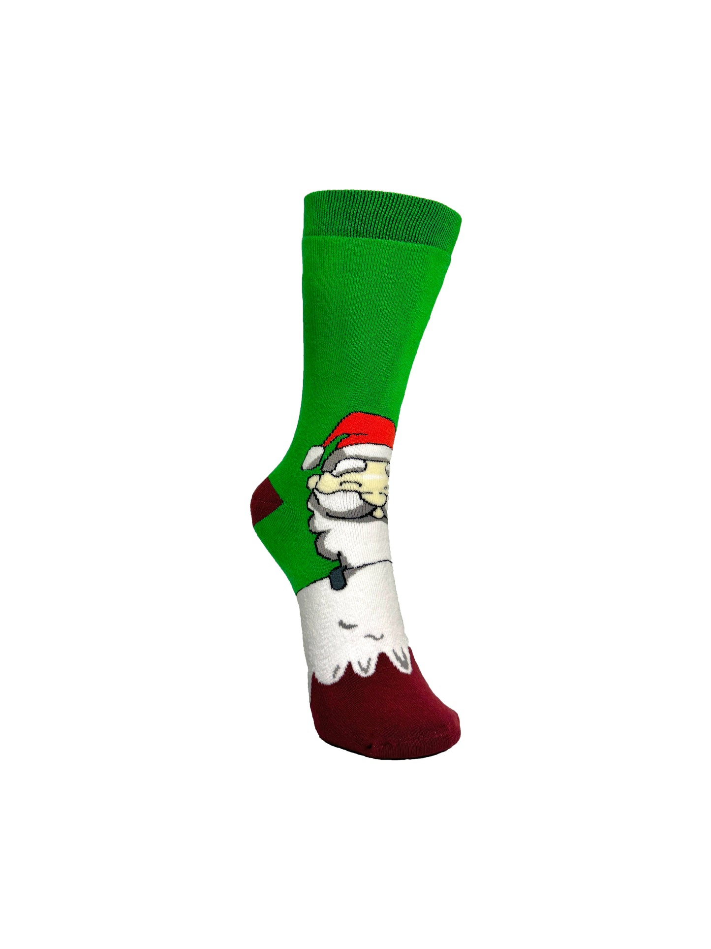 Green Santa Christmas Socks