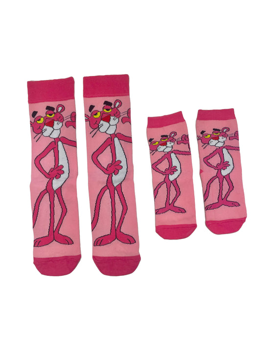 Mini-Me Match: Adorable Pink Panther Sock Set for Parents and Kids